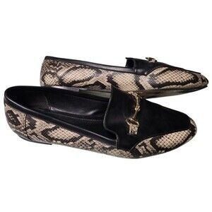 LE SCARPE Black Leather Snakeskin Bridle Loafers Size EU 40 Made in Turkey